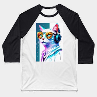 Cat DJ Baseball T-Shirt